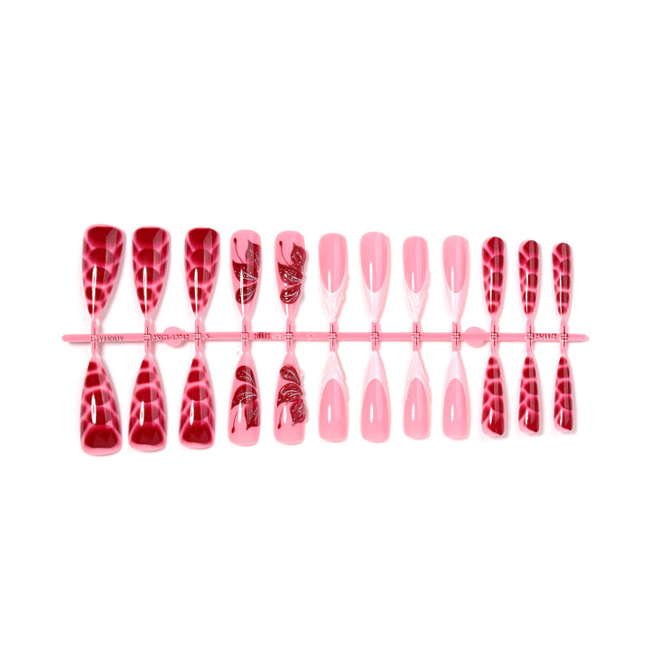 Artistic Press-On Nail Set with Decorative Designs kalsten