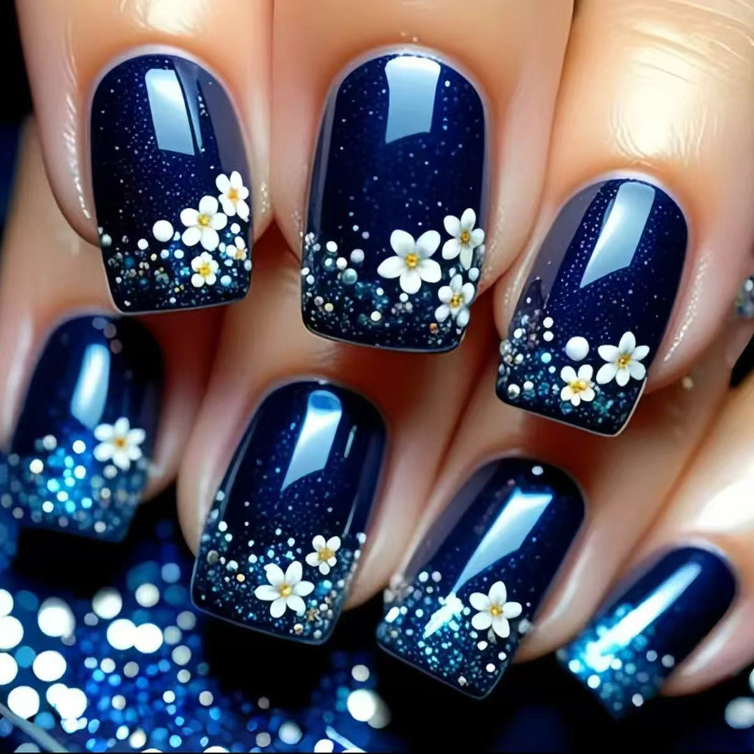 Artificial nails with glittering flower design Kalsten