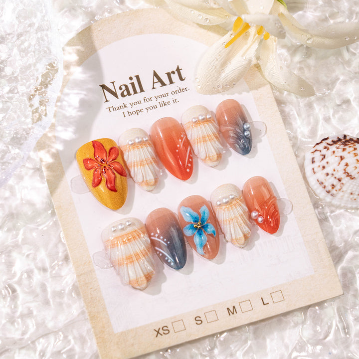 Artistic Floral-Embellished Press-On Nail Set