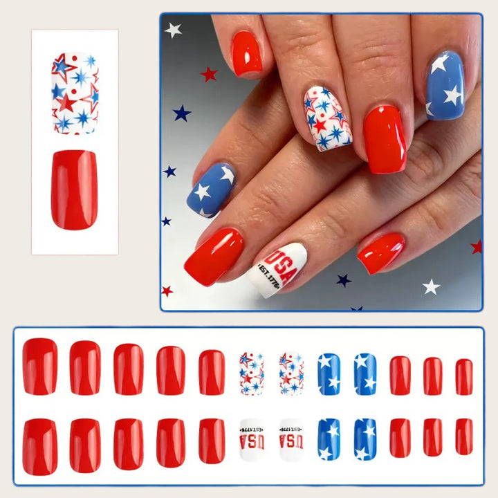 Creative artificial nails with patriotic design Kalsten