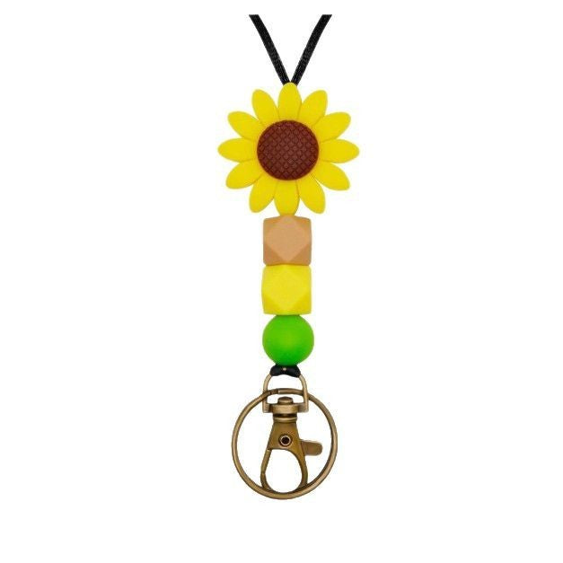 Colorful Flower-Themed Beaded Keychain Holder Kalsten