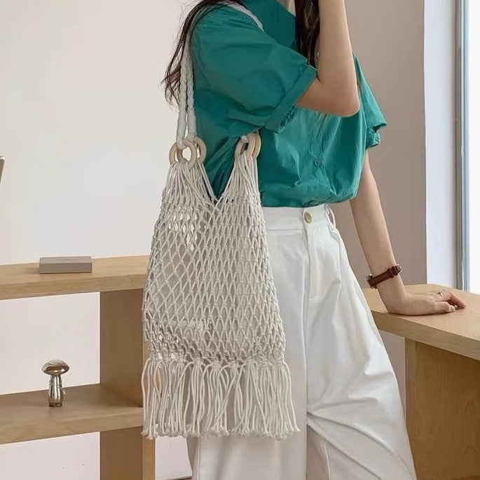 Hand-knotted fringed tote bag Kalsten