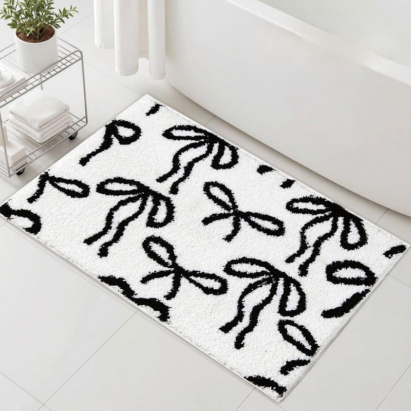 Decorative Bow-Themed Bath Mat