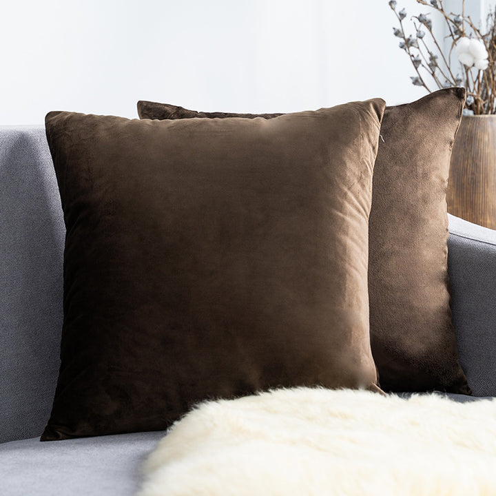 Ultra-Soft Velvet Square Decorative Pillow Cover with Minky Back and Invisible Zipper