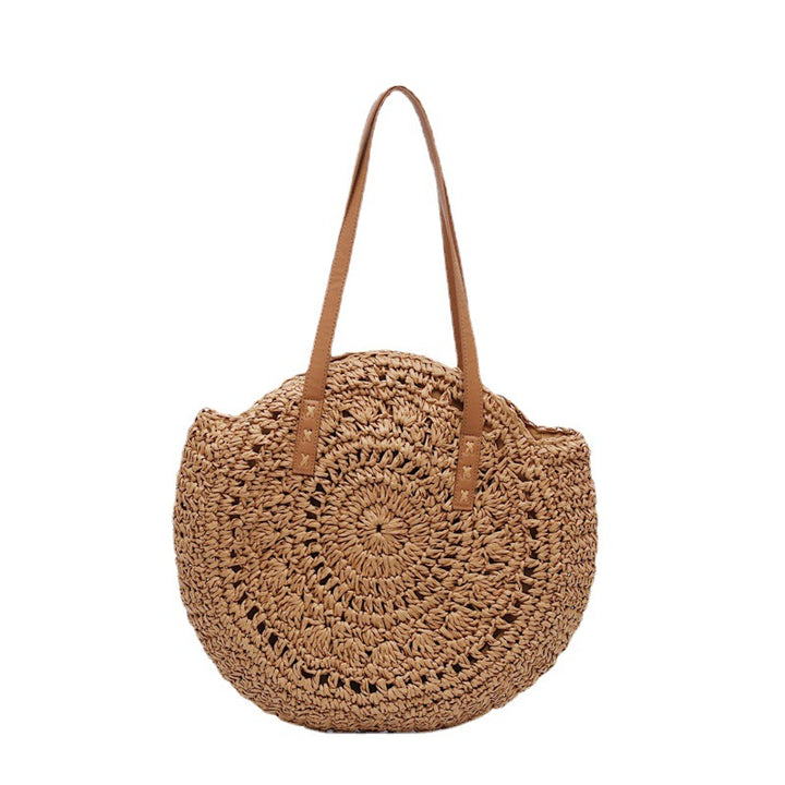 Handmade Round Bag Made of Natural Bast Kalsten