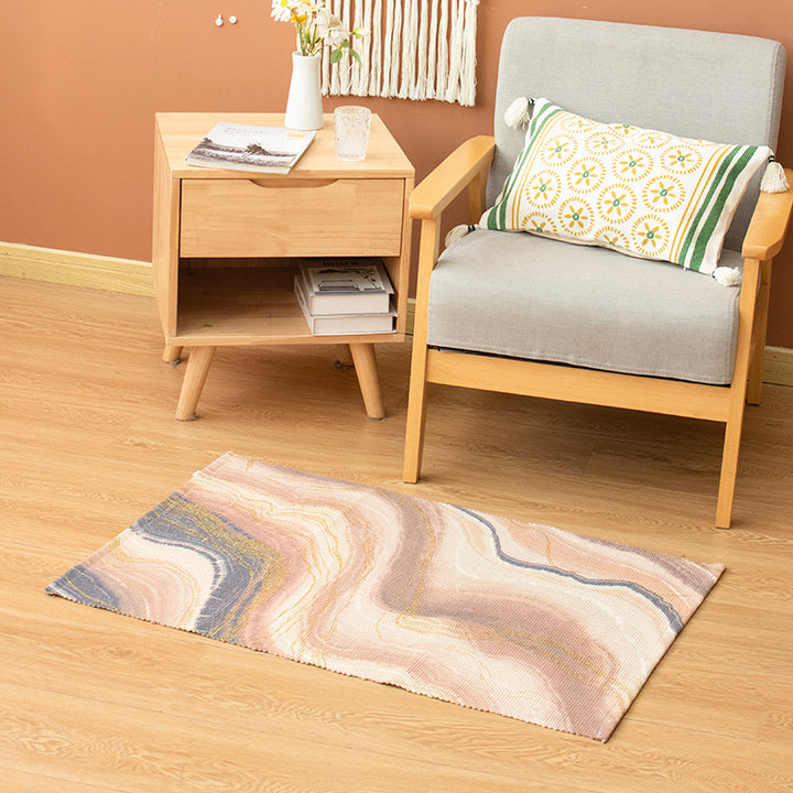 Flat-woven living room rug with marbled pattern and shimmering accent threads Kalsten