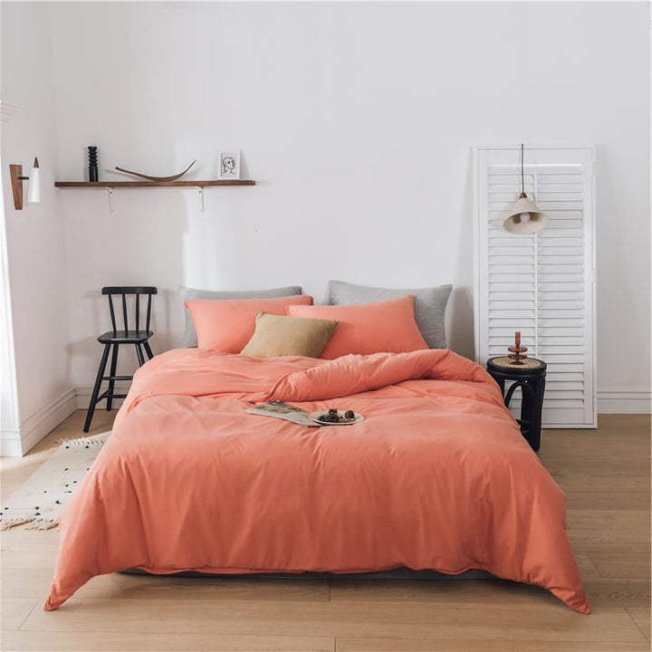 Bedding set made of breathable cotton percale with temperature-regulating processing