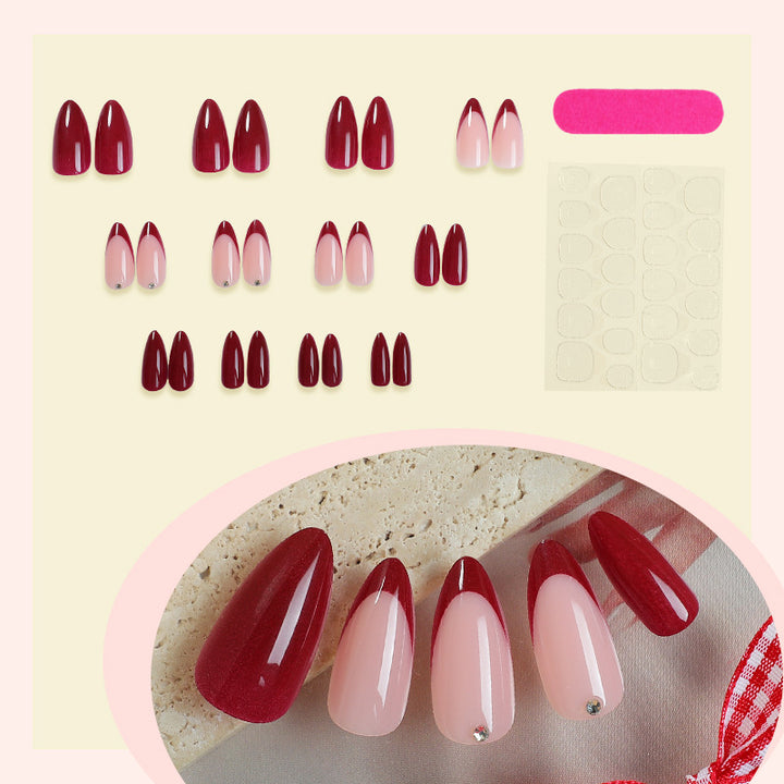 Premium Nail Art Press-On Set with Classic French Tip and Glitter Accents Kalsten