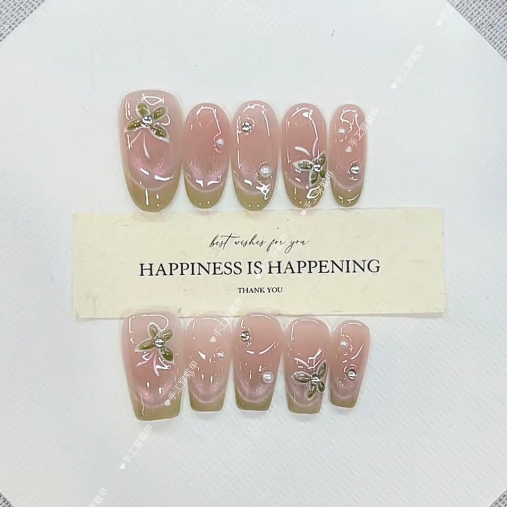 Elegant Floral Press-On Nail Art Kalsten