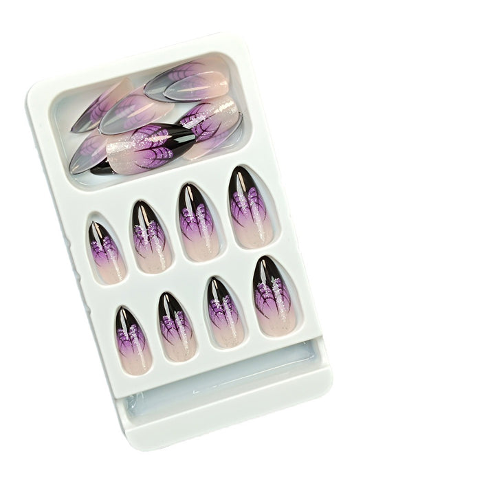 Artistic Press-On Nail Set with Lavender Ombre Design Kalsten