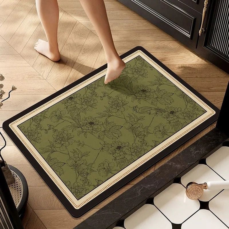 Luxurious Floral Memory Foam Bath Mat Kalsten