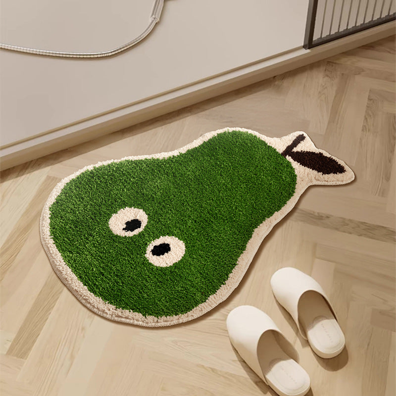 Hand-tufted short-pile floor rug in pear shape with non-slip latex backing Kalsten