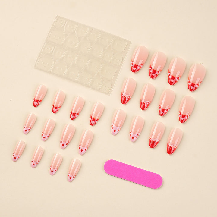 Heart-Themed French Tip Press-On Nails Kalsten