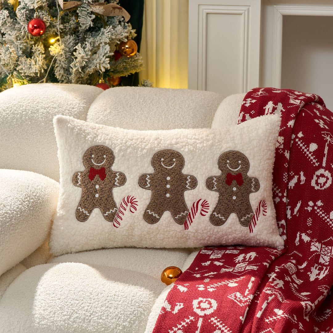 Festive Tufted Chenille Merry Christmas Lumbar Throw Pillow