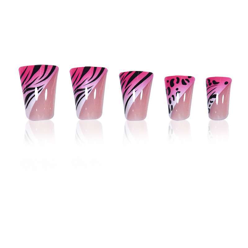 Artistic Stiletto Press-On Nail Set with Animal Print Accents Kalsten