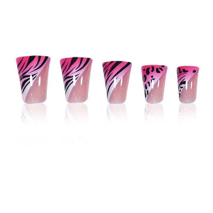 Artistic Stiletto Press-On Nail Set with Animal Print Accents Kalsten