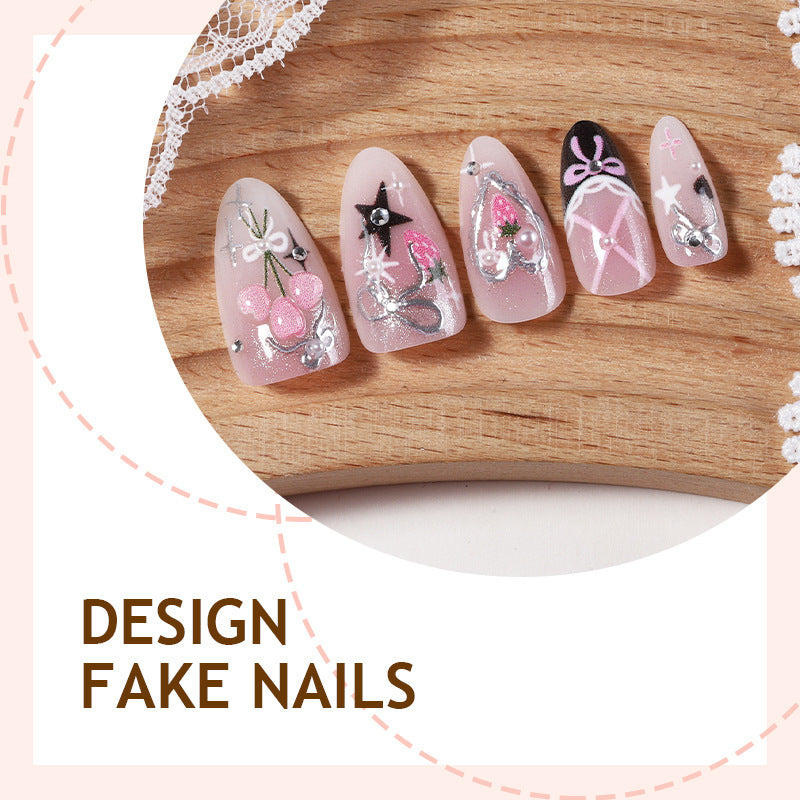 Creative nail art set with elegant bow and glitter designs Kalsten