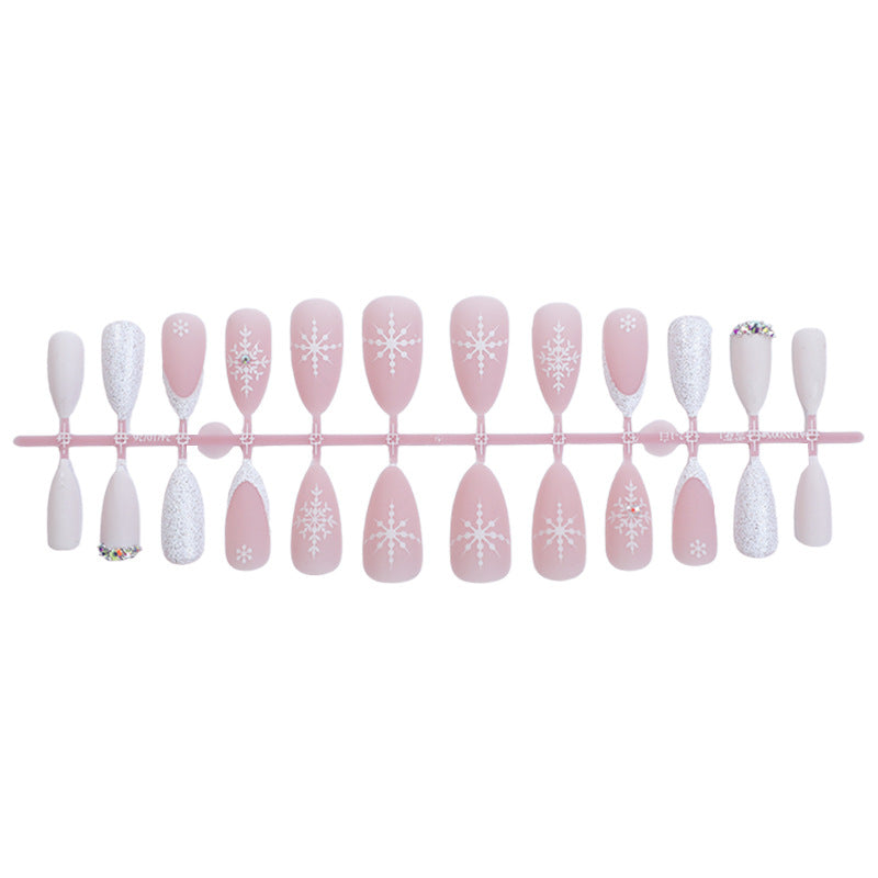 Elegant Press-On Nail Set with Winter Snowflake Designs Kalsten