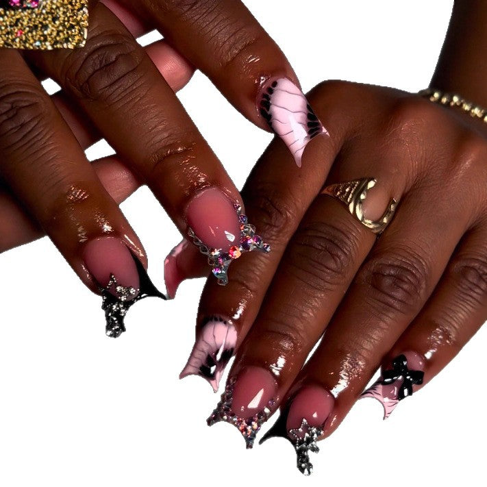 Artistic Gem-Embellished Stiletto Press-On Nails Kalsten
