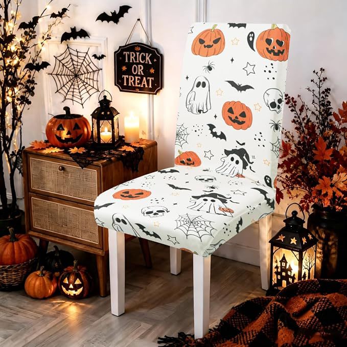 Stretch chair cover with Halloween motif elastic removable chair cover