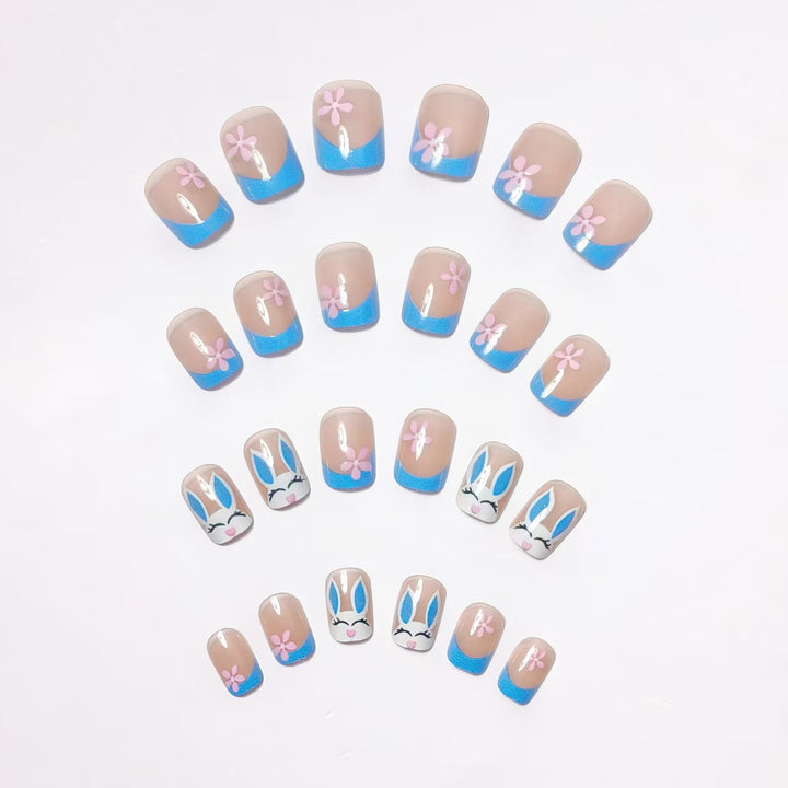 Creative nail art with cheerful bunny and flower pattern Kalsten