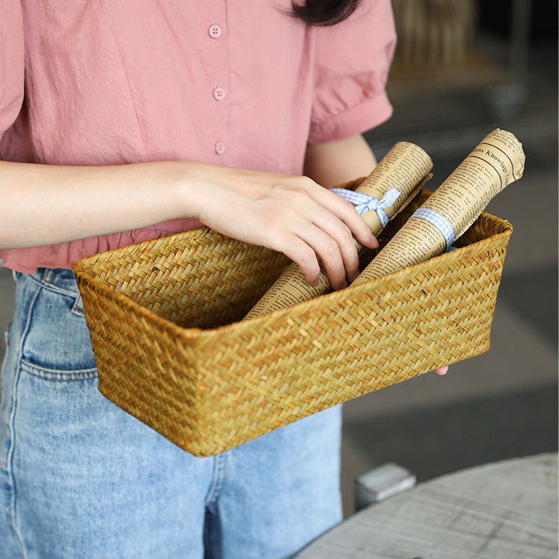 Unisex Rectangular Storage Basket made of Natural Wicker Kalsten
