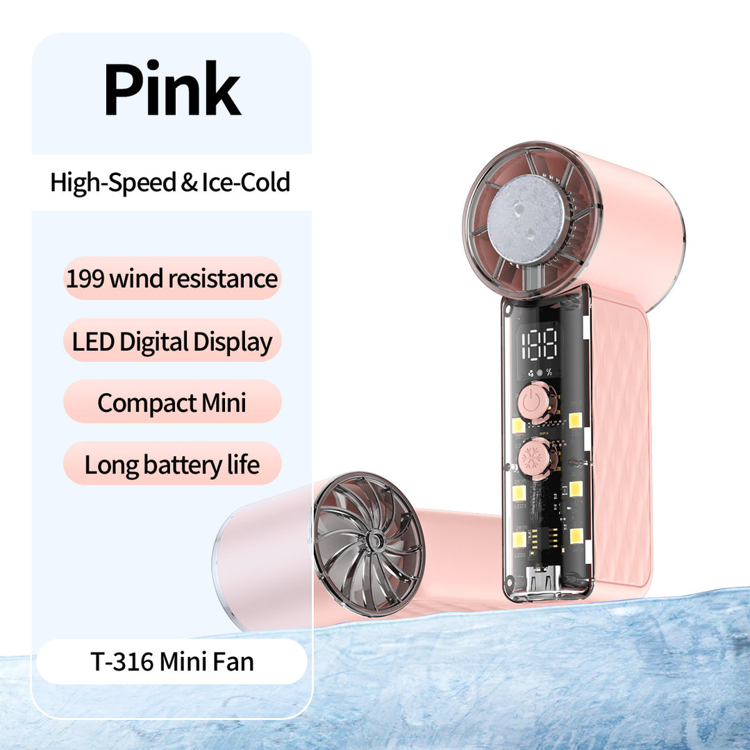 Women's nan compact rechargeable handheld cooling fan with LED real time display and multi-speed Kalsten