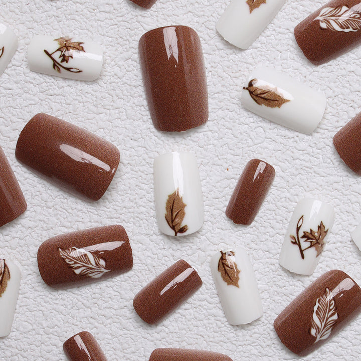 Artistic Leaf-Themed Press-On Nails Kalsten