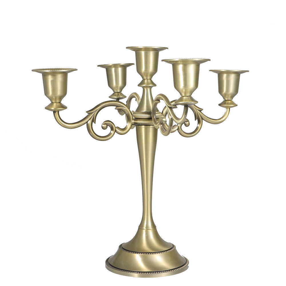 Ornate Gold Five-Arm Metal Candelabra Centerpiece Kalsten