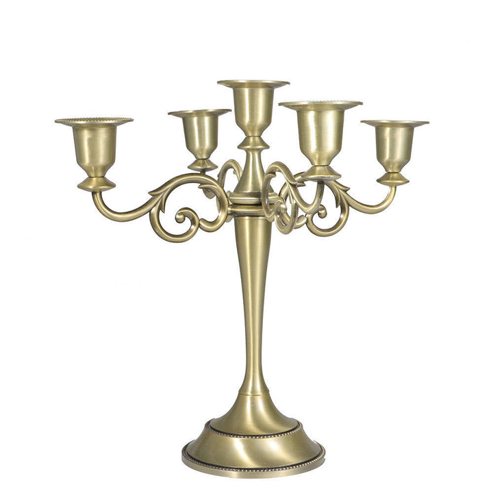 Ornate Gold Five-Arm Metal Candelabra Centerpiece Kalsten
