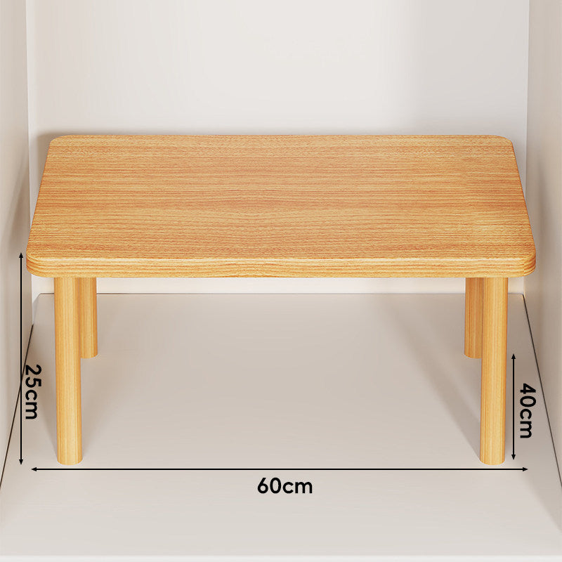 Height-Adjustable Rectangular Wooden Riser Table with Detachable Round Legs