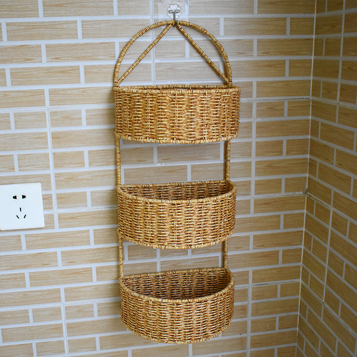 Multi-Tiered Woven Wall Hanging Storage Basket Kalsten