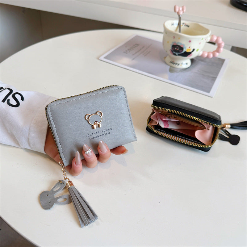 Cute Bear Charm Zipper Wallet
