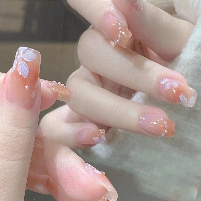 Elegant Floral Press-On Nail Tips