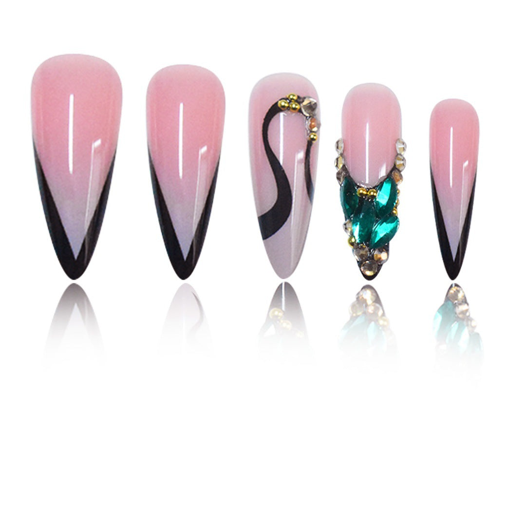 Rhinestone-Embellished Stiletto Nail Art Extensions Kalsten