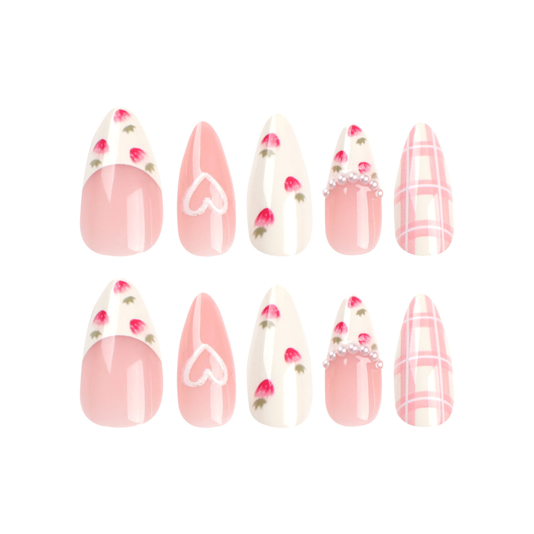 Artistic Heart and Floral Press-On Nail Extensions Kalsten