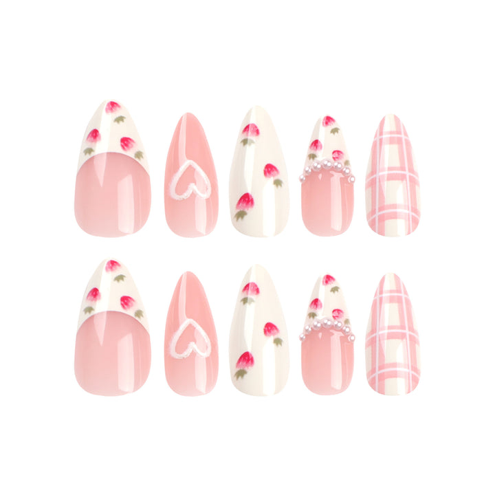 Artistic Heart and Floral Press-On Nail Extensions Kalsten