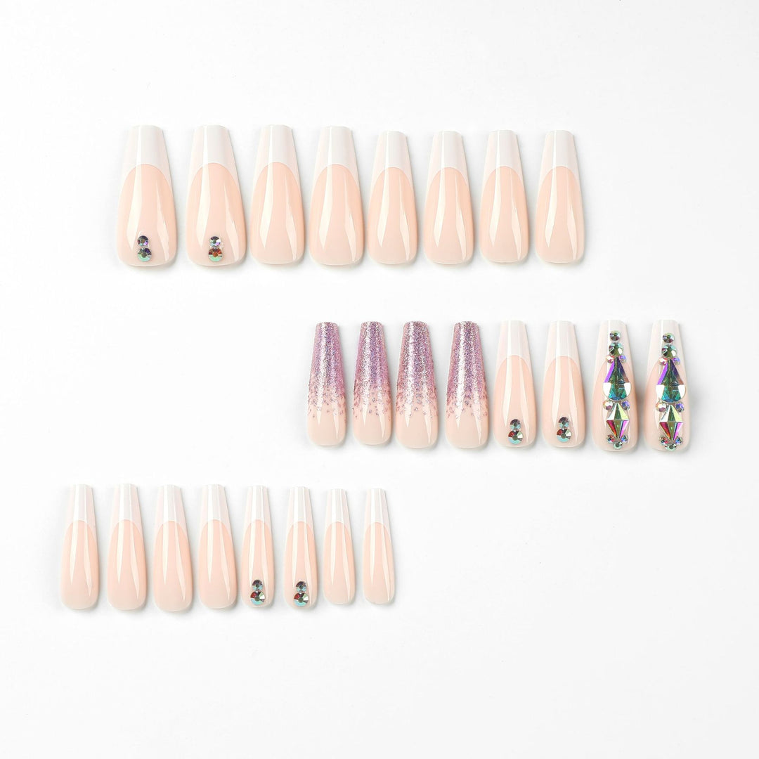 Artful Nail Extensions with Glitter and Rhinestone Accents Kalsten