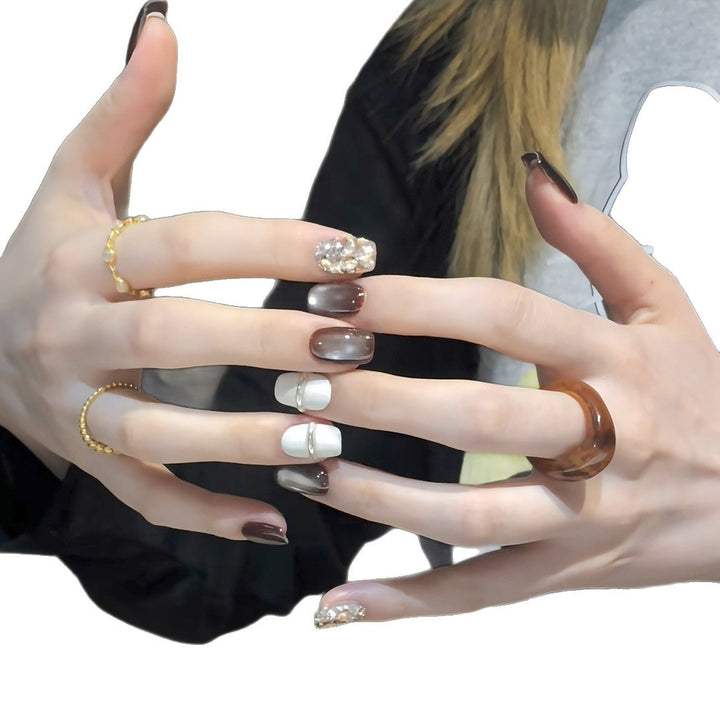 Press-On Nail Art Set with Ombre and Glitter Accents Kalsten
