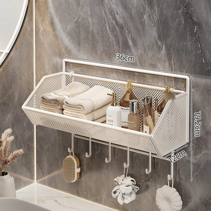 Wall-Mounted Mesh Bathroom Organizer Shelf