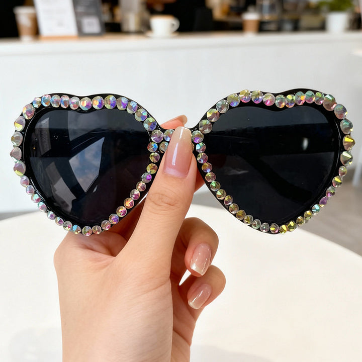 Heart-Shaped Rhinestone-Embellished Sunglasses Kalsten