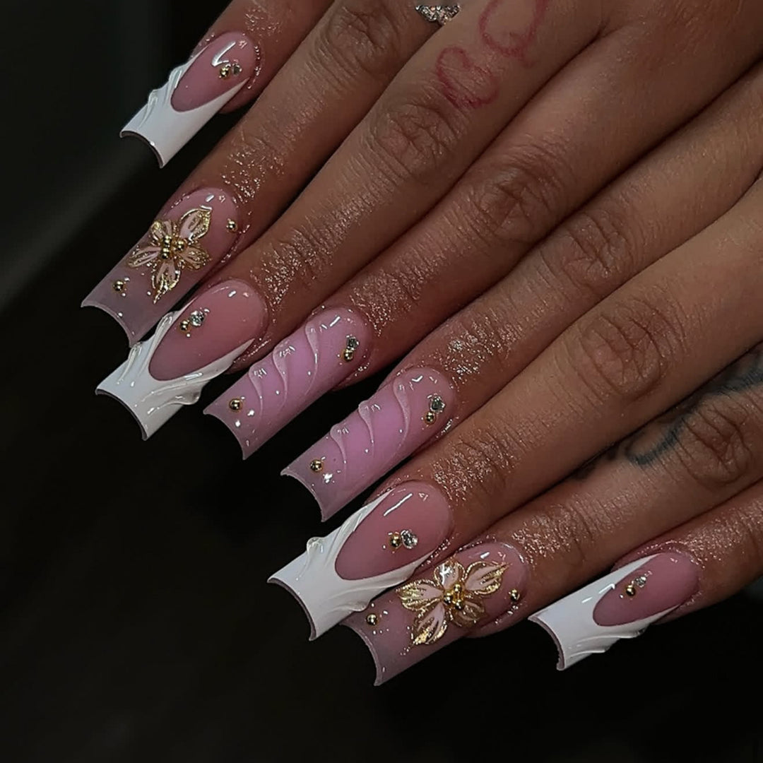 Ornate Floral Press-On Nail Set Kalsten