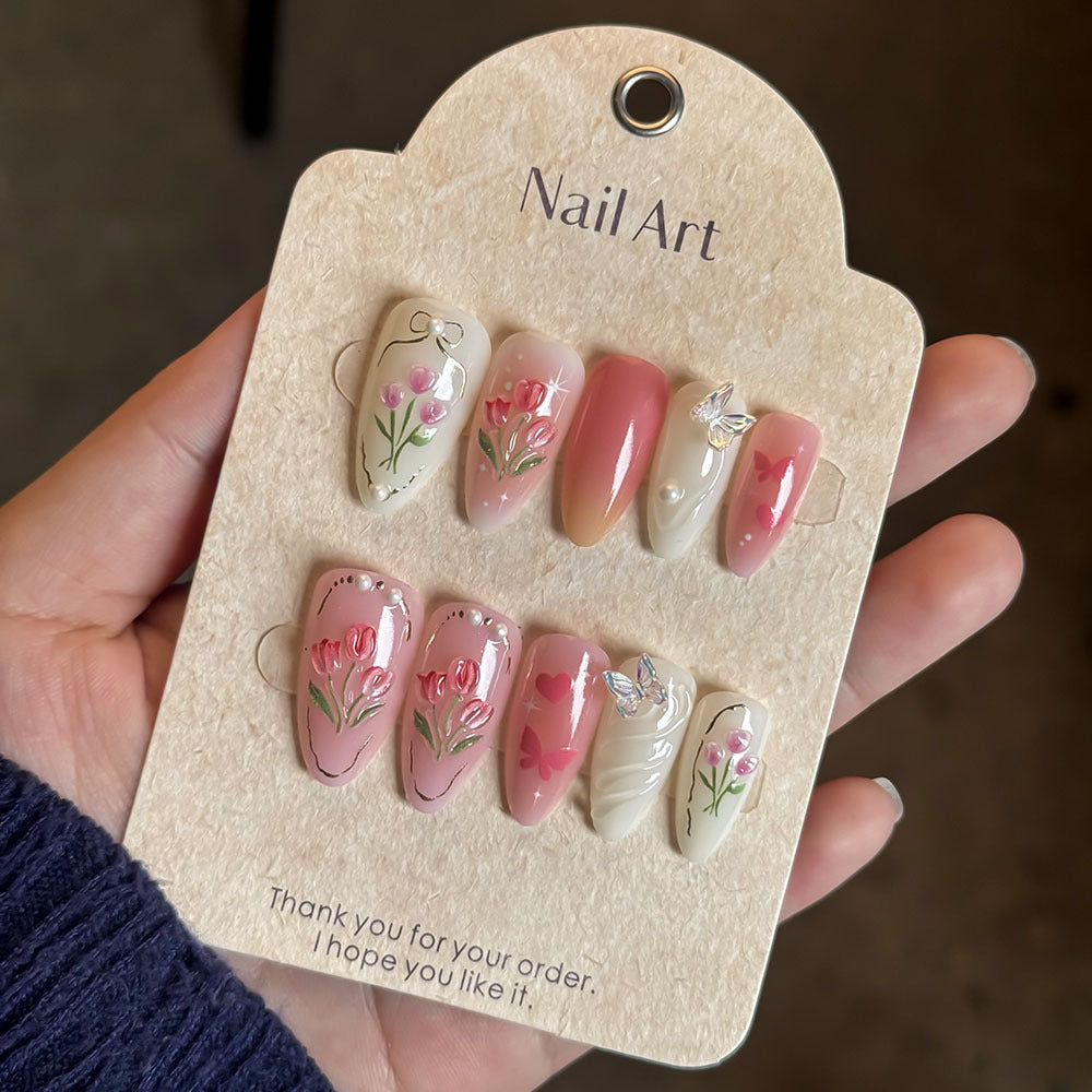 Floral-Embellished Press-On Nail Collection Kalsten