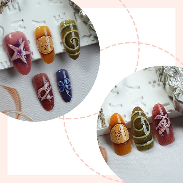 Artificial nail set with creative maritime and nature-inspired motifs Kalsten