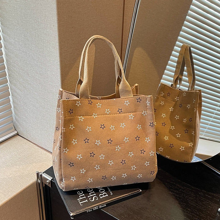 Casual Star-Patterned Mini Tote Bag
