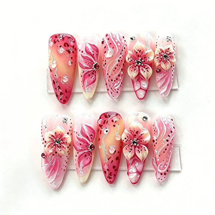 Artistic Floral Press-On Nail Designs Kalsten