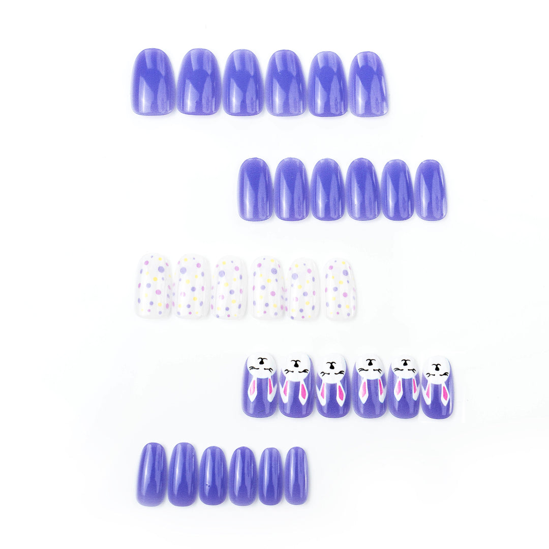 Thematic Bunny and Polka Dot Press-On Nail Art Set
