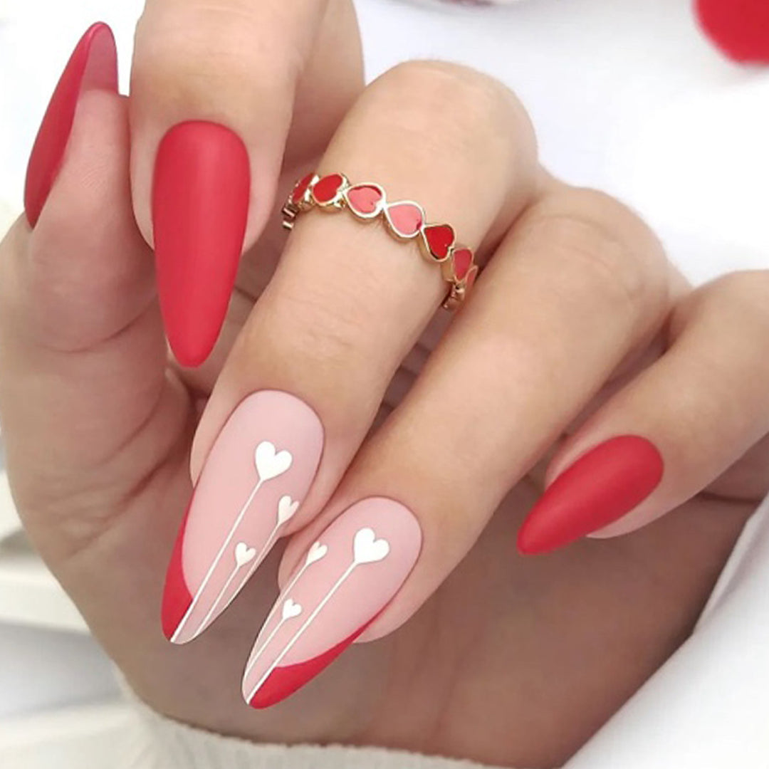 Heart-Inspired Acrylic Nail Art Design Kalsten