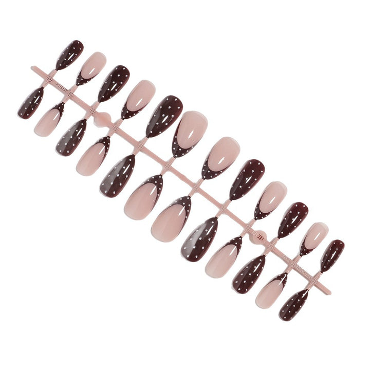 Artistic Press-On Nail Set with Heart and Polka Dot Design Kalsten