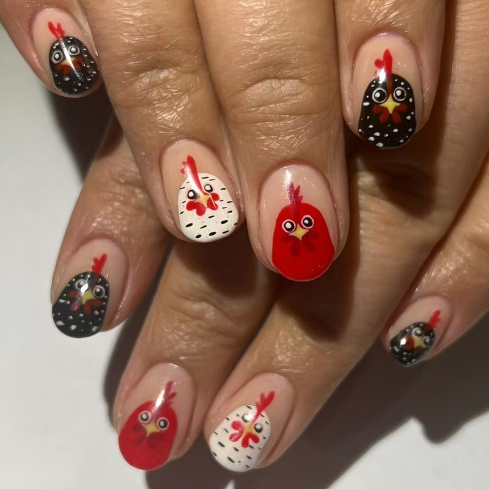 Themed Chicken Design Press-On Nails Kalsten
